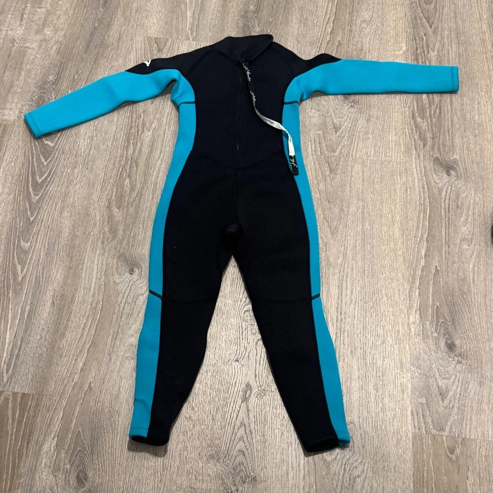 Hento Kids Full Body Neoprene Wetsuit Black Blue Size 7 Long Sleeve Scuba Dive